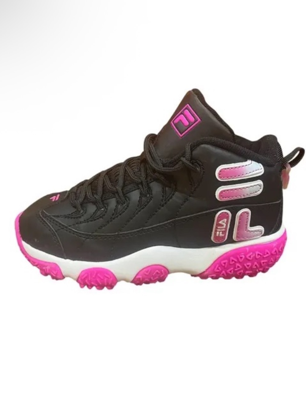 Fila Black Sneakers with Pink Accents Size 3